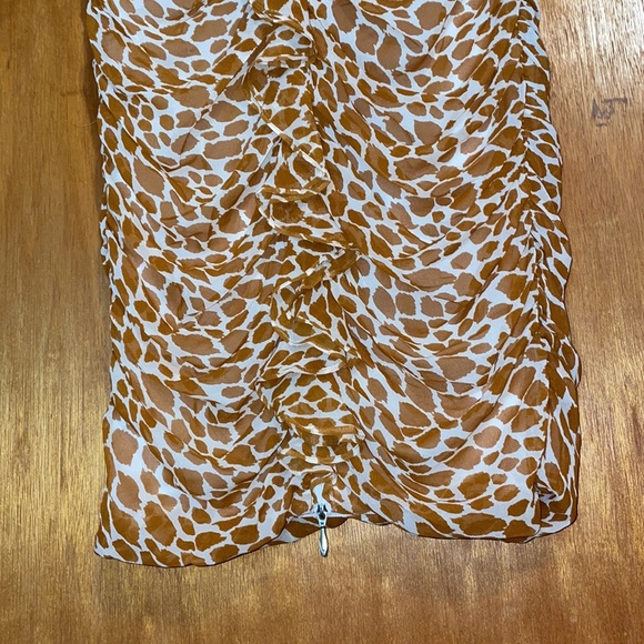 •DONCASTER•NWT 100% SILK RUFFLE GIRAFFE PRINT FRONT FULL 2-WAY ZIP DRESS SIZE 8 - Picture 9 of 10